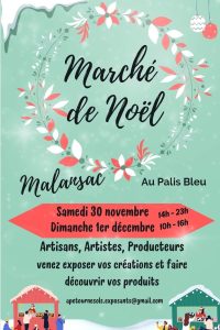 Lire la suite à propos de l’article Marche de noël Malarzac Au Palis Bleu : Samedi 30 novembre et Dimanche 1er décembre 2024